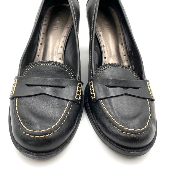 Michelle D Leather Black Heels - Picture 4 of 7